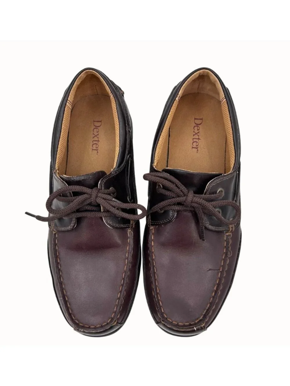 DEXTER MENS BROWN LEATHER BOAT SHOES - 7.5